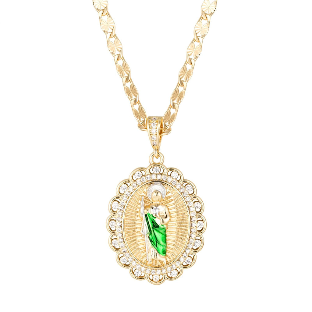 san judas tadeo diamond 14k gold plated san judas tadeo 20 inch necklace.