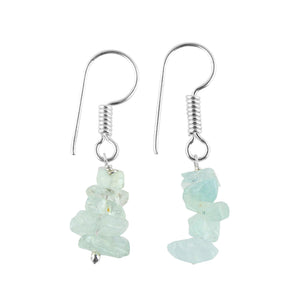 Thecraftman Natural Aquamarine Chips Earrings for Women, Yoga Jewelry, Meditation Earring, Crystals Earring, Raw Gemstone, Energy Healing Crystals, Birthday, Gift for Her Gemstone Jewelry (Aquamarine)