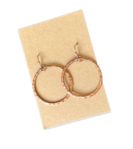 Hammered Open Hoop Copper Dangle Earrings