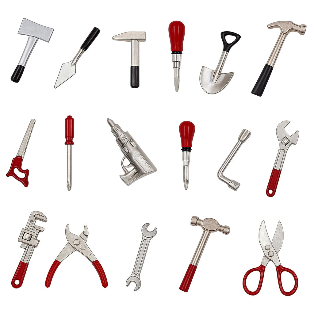 17PCS 1:12 Miniature Doll House Tools Metal Home Repair Multi-Tool Model Set Fun for Party Dollhouse Decoration Accessories Mini Yard Supplies Creative Pretend Toy (Tool)