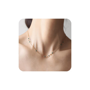 ArixGlvm Malachite Necklace, 18K Gold Natural Green Stone Necklace for Women, Dainty Adjustable Choker Necklace for Her