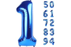 40 Inch Navy Blue 1 Balloon for First Birthday, Blue One 1st Number Balloon Birthday Decorations for Boy Man Toddler Baby, 10th 21st, Giant Number 1 Balloon