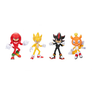 Sonic The Hedgehog 3 Movie 5-InchAction Figure 4-Pack, Articulated Figures from Jakks Pacific's Wave 2 Include Super Sonic The Hedgehog, Shadow, Knuckles, and Chao Mascot Tails