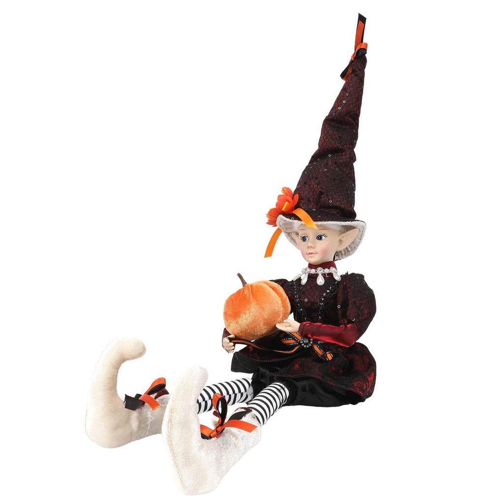Elf Plush Dolls, 23IN Elf Girl Hold Pumpkin Plushies Action Figures, Halloween Stuff Toys Gifts and Holiday Decoration for Shelf Desktop Home