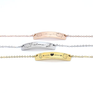 Somethings2share Personalized Bracelet Long-Distance Relationship State Custom Engraved Jewelry for Military Deployment, Couples, Best Friends Traveler's Memory Keepsake Unique Xmas Gift Idea