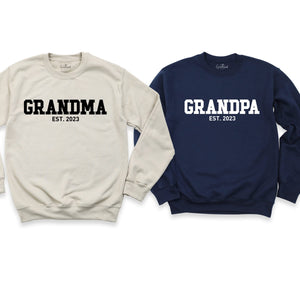 Grandma Grandpa Custom Sweatshirt, Shirt, Holiday Sweatshirt, Personalized Family Shirt, Mothers Sweatshirt, Funny Grandpa Grandma White