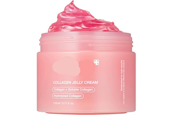 Pink jar of Medicube Collagen Jelly Cream on a white background