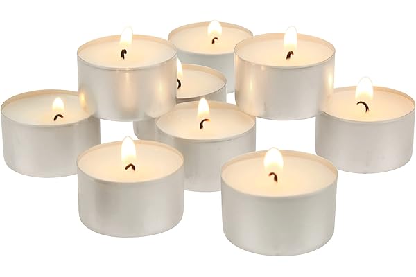 Stonebriar Unscented Long Burning White Tealight Candles, Bulk Pack, 6-7 Hour Burn Time, Smokeless Tealights for Parties, Weddings, Home, 50 Count