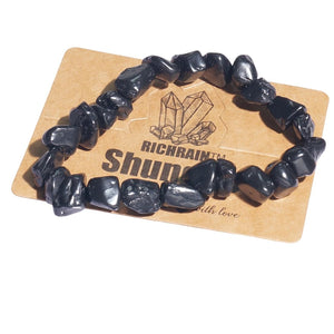 RICHRAIN Shungite Bracelet Crystal Stretch Beaded Jewelry Black Stone Protection Bracelets for Women