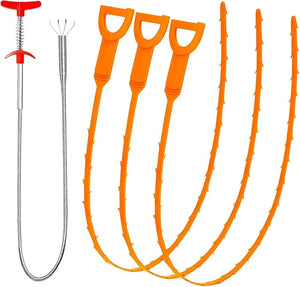 35.5inch Drain Clog Remover(1pcs), 25inch Drain Snake Hair Remover(6pcs) ? Cleaning Brush(2pcs), Hair Catcher Drain Auger Cleaner Tool Set For Toilet, Kitchen Sink, Bathroom Tub, Sewer, 9 Pack