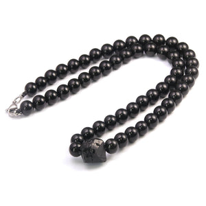 GENASTO Protection Crystals Beads Necklace for Men Genuine Black Tourmaline Obsidian Stone Necklace for Men, Masculine Men Beaded Necklaces Christmas Jewelry Gifts for Him