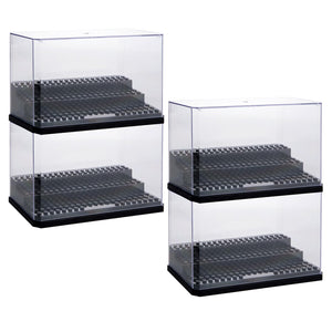 4 Pack Acrylic Minifigures Display Case, 7 x 3 x 4 Inch Acrylic Display Case for Minifigure, Stackable and Dustproof Display Box for Lego Action Figure Storage (Black)