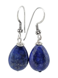 Stunning Handmade Natural Blue Lapis Lazuli Gemstone Earrings for Women Made with Sterling Silver Hook | Women's Dangle Drop Earrings