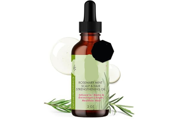 Mielle Rosemary Mint Scalp and Hair Strengthening Oil bottle with dropper on a white background