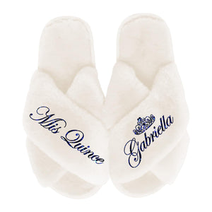 BluChi Personalized Quince Slippers for Getting Ready for Quinceanera - Mis Quince Slippers, Mama De Quince Slipper, Custom Quinceanera Gifts