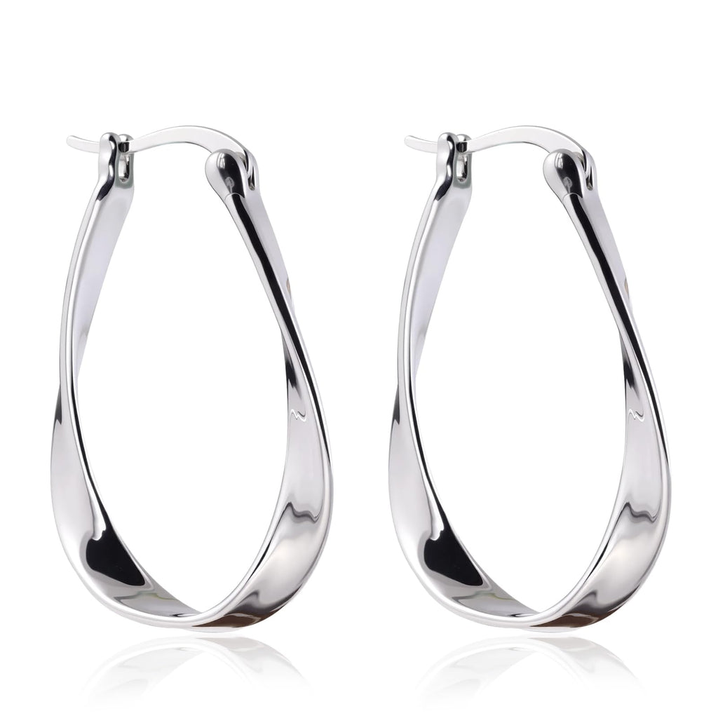 Desnuage Sterling Silver Hoop Earrings Lightweight Hypoallergenic Spiral Twist Mobius Earrings for Women
