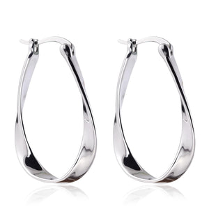 Desnuage Sterling Silver Hoop Earrings Lightweight Hypoallergenic Spiral Twist Mobius Earrings for Women