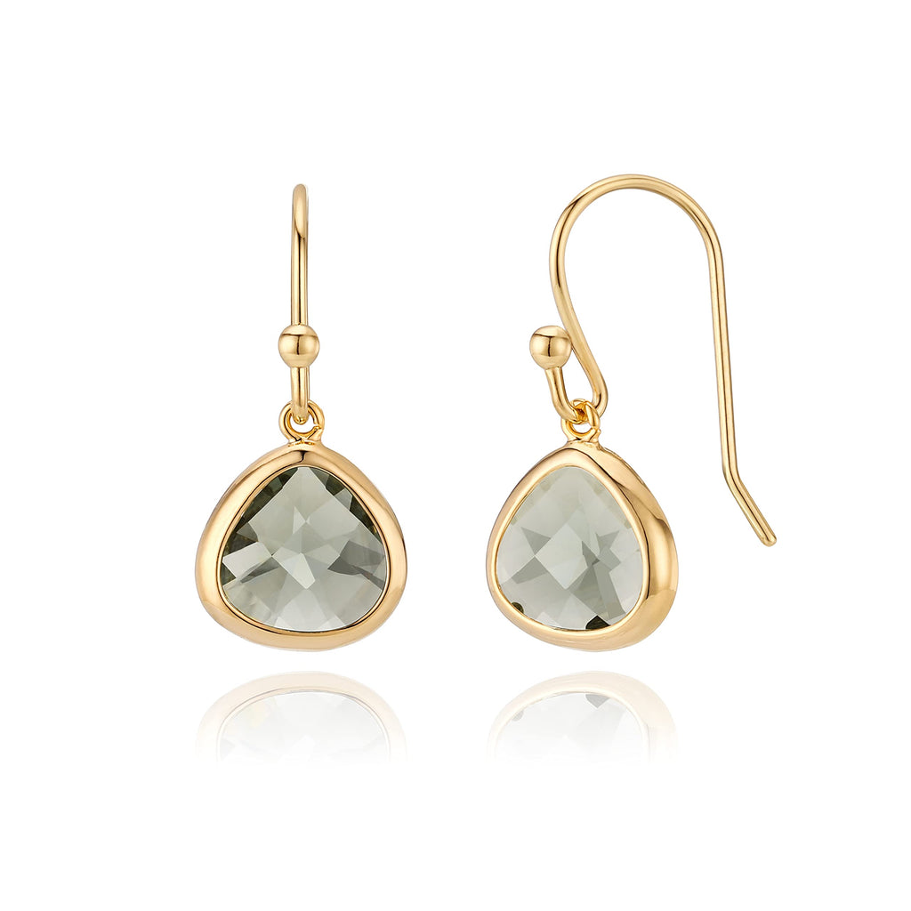 Dainty Simulated smoky quartz Dangle Earrings - 14k Gold-Plated, Hypoallergenic, Lightweight, Simple Black Grey Drops, Minimalist Birthstone Jewelry by MJLULU