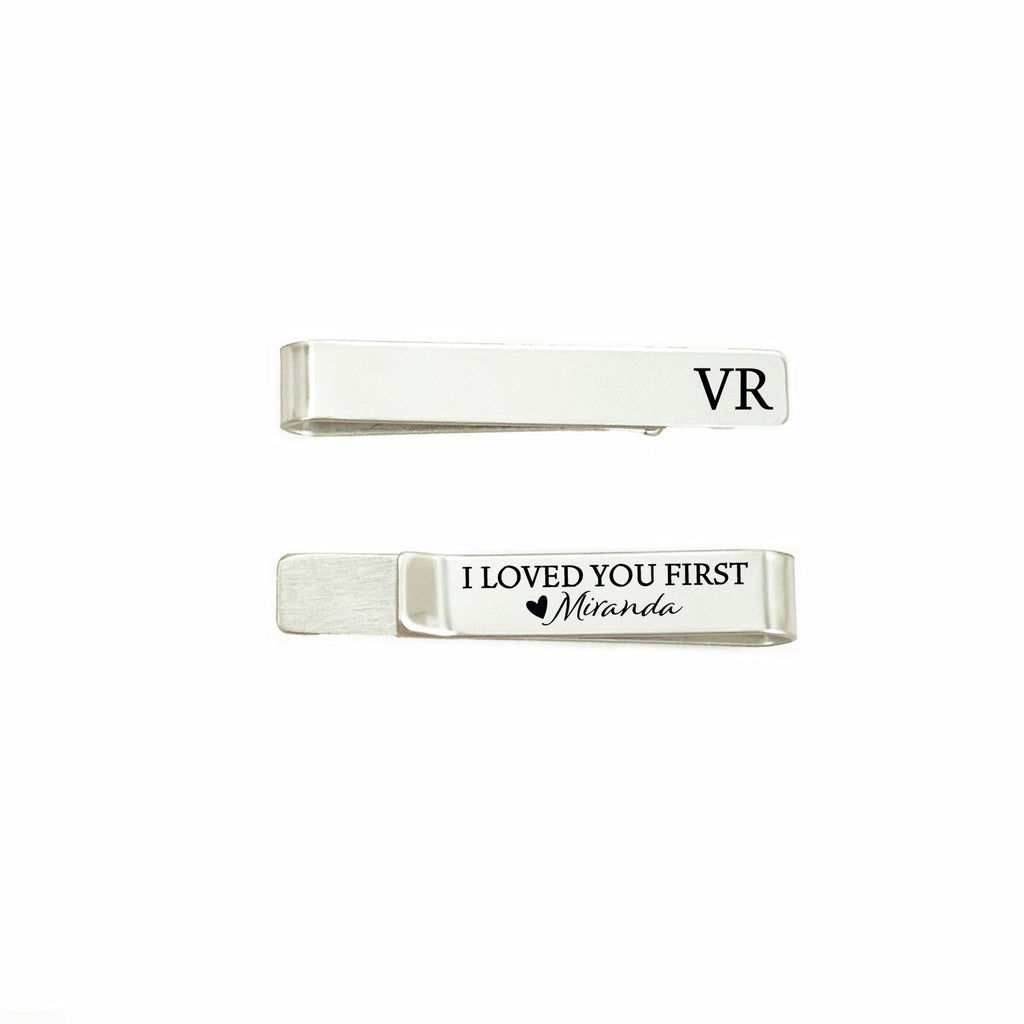 Father of the Bride Gift Idea I Loved You First Tie Clip Dad Gift on Wedding Day Parent Gift Personalized Initials Personalized Name MIKE-TIE