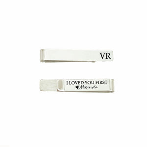 Father of the Bride Gift Idea I Loved You First Tie Clip Dad Gift on Wedding Day Parent Gift Personalized Initials Personalized Name MIKE-TIE