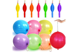 LEEZZIZZ 30Pcs Punch Balloons, Thickened Neon Punching Balloon Heavy Duty Party Favors for Kids with Rubber Band Handle, Bouncy Balls for Birthday Weddings Goodie Bag Stuffer Supply