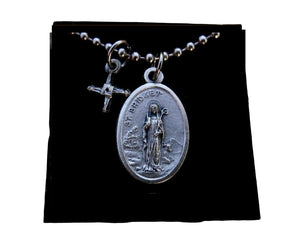 Saint Bridget Medal Necklace, Saint Bridget Cross Necklace, 30" Stainless Steel Ball Chain, Patron Saint Necklace, Irish Necklace, Embolic, Confirmation