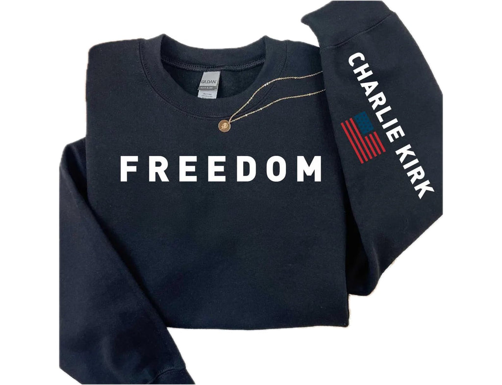 Sleeve Design Freedom Sweatshirt, Charlie Kirk Shirt, Great American Pat.riot Charlie Kirk Freedom Hoodie, Sweatshirt - Hoodie Sleeve Printed Garment, Charlie Kirk Apparel