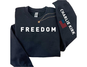 Sleeve Design Freedom Sweatshirt, Charlie Kirk Shirt, Great American Pat.riot Charlie Kirk Freedom Hoodie, Sweatshirt - Hoodie Sleeve Printed Garment, Charlie Kirk Apparel