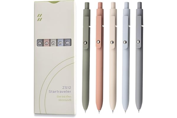 UIXJODO Gel Pens, 5 Pcs 0.5mm Black Ink Pens Fine Point Smooth Writing Pens, High-End Series Pens for Journaling Note Taking, Cute Office School Supplies Gifts for Women Men (Morandi)