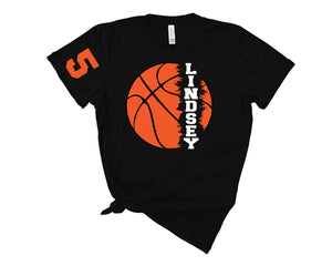 Custom Basketball T-Shirt, Personalized Player Number and Name, Basketball Shirt, Player Number and Name Shirts, Team Spirit T Shirt, Customized Basketball Shirt, Basketball Season Tee