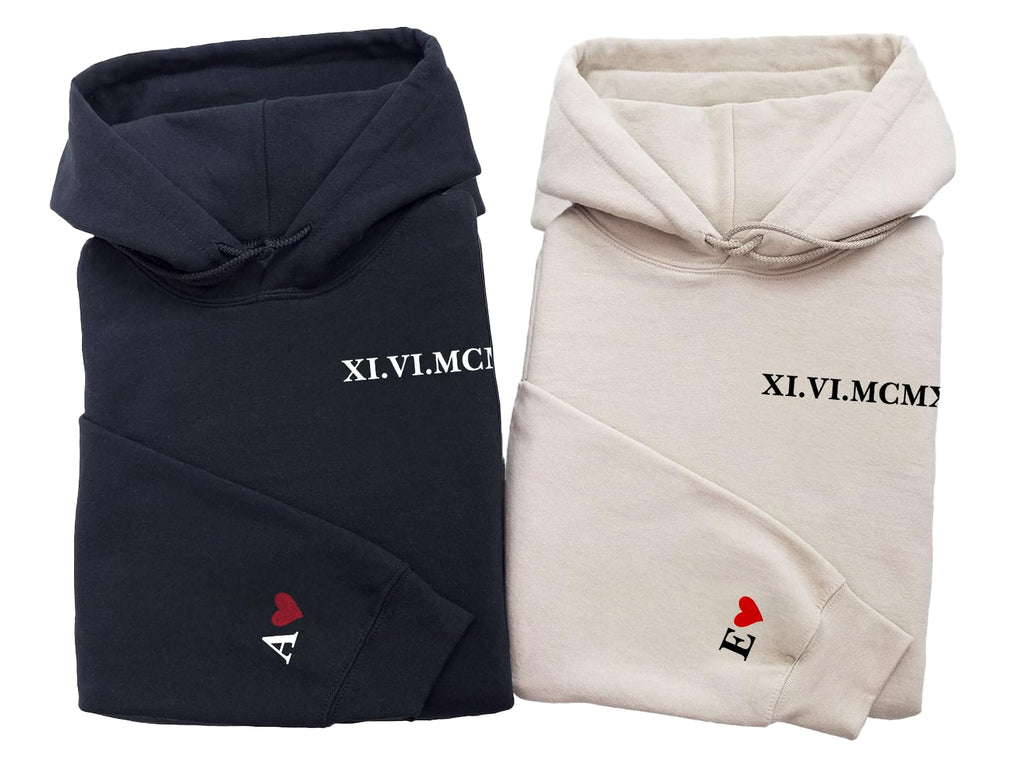 7th Hill Personalized Roman Numeral Sweatshirt, Custom Matching Hoodies for Couples, Couple's Sweatshirt, Matching Shirts, Anniversary, Engagement, Valentine's Day Gifts for Men and Women