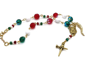Italian Car/Vehicle Rosary - 8mm with Seed Beads & Italian Horn (Cornicello) Charm