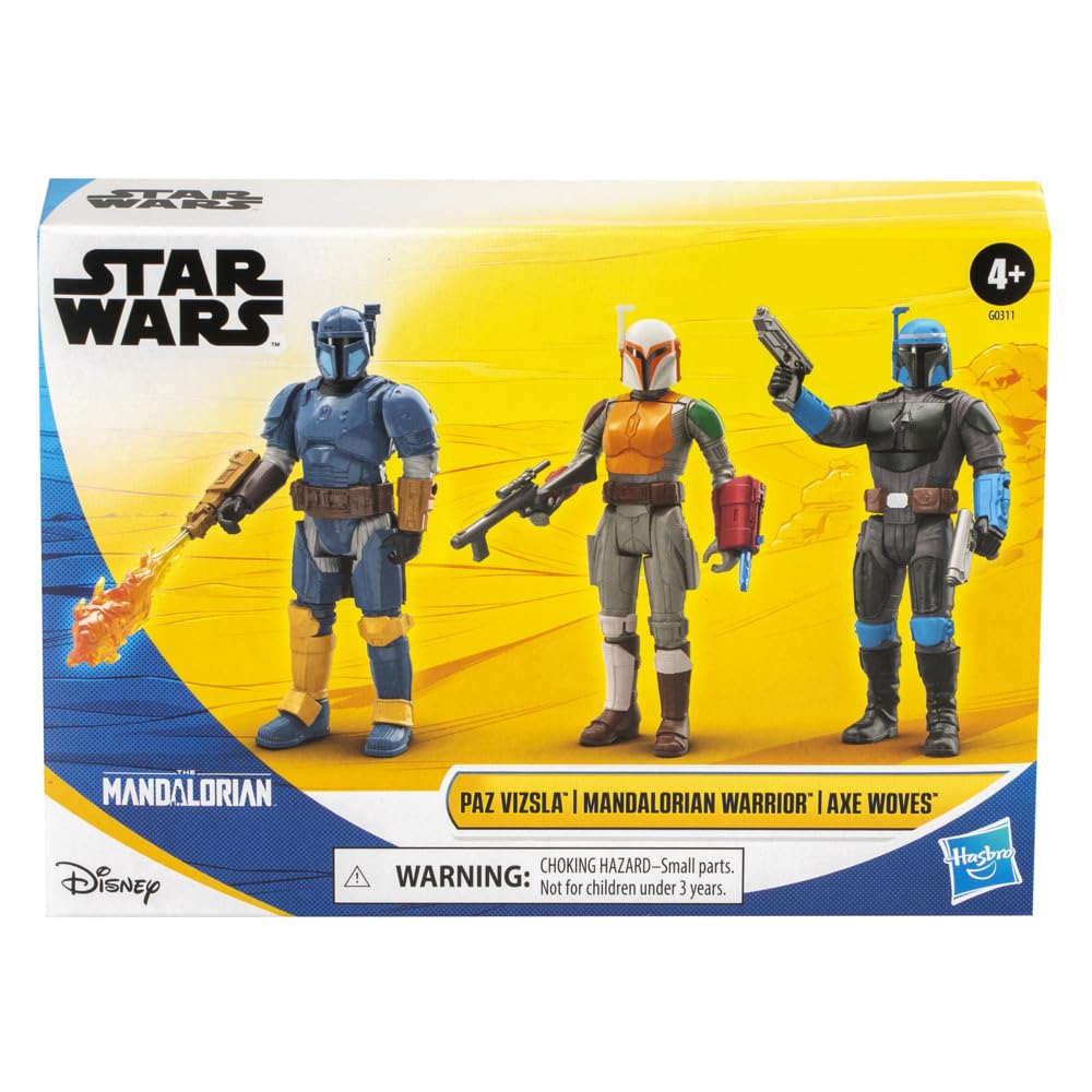 STAR WARS Epic Hero Series Unite The Clans Pack, Paz Vizsla, Mandalorian Warrior, Axe Woves 4-Inch Action Figures, Toys for 4 Year Old Boys & Girls