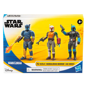 STAR WARS Epic Hero Series Unite The Clans Pack, Paz Vizsla, Mandalorian Warrior, Axe Woves 4-Inch Action Figures, Toys for 4 Year Old Boys & Girls