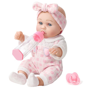 12" Girl Baby Doll Playset with Accessories and Clothes in Gift Box for Little Girls,12 Inch Small Realistic Baby Dolls Pacifier Bottle Pretend Baby Care Toy Set for Child Toddler 3+ Gift Collection