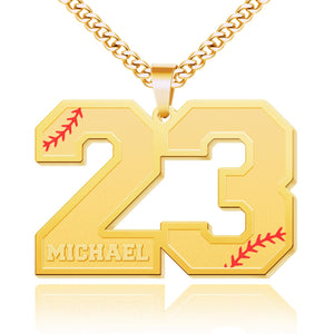 Number Necklace with Name for Women Men,Personalized Baseball Necklace 18K Gold Plated Sports Necklace Custom Baseball Number Necklace for Athletes