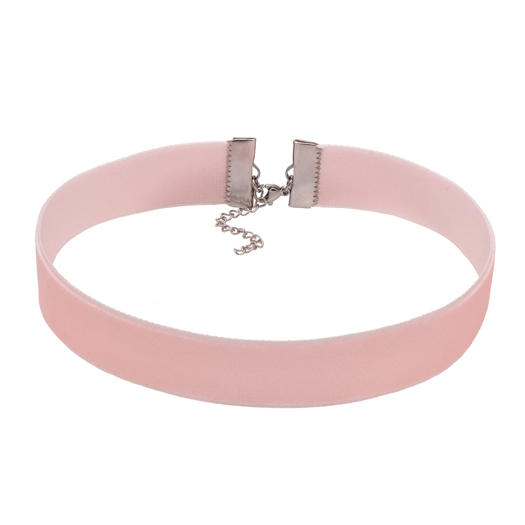 Paialco 3/4" Pale Pink Velvet Ribbon Gothic Choker Necklace 12-15 Inches, Basic Plain Belt