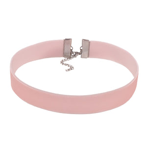 Paialco 3/4" Pale Pink Velvet Ribbon Gothic Choker Necklace 12-15 Inches, Basic Plain Belt