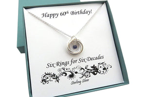 60th Birthday Gifts for Women | Sterling Silver Birthstone Necklace | 60th Birthday
