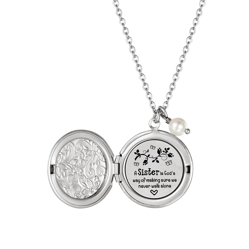 Sister Jewelry Gifts from Sister A Sister is God's Way of Making Sure We Never Walk Alone Hidden Message Long Locket Necklace