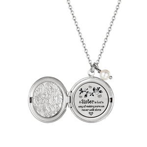 Sister Jewelry Gifts from Sister A Sister is God's Way of Making Sure We Never Walk Alone Hidden Message Long Locket Necklace