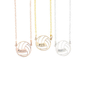 Personalized Volleyball Necklace - IBD - Player Coach - Tiny Sterling Silver 14K Rose Gold Filled Charm