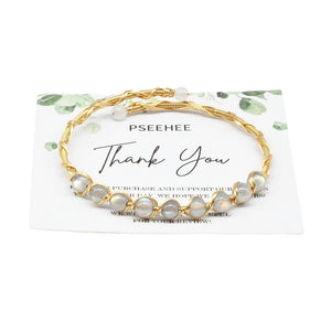 Handmade Genuine Rainbow Moonstone, White Labradorite 14k Gold Filled Wire Wrapped Bracelet, Adjustable Size Crystal Beads Birthstone Gemstone Bohemian Jewelry Gift for Women