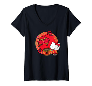 Womens Hello Kitty Happy Lunar New Year V-Neck T-Shirt