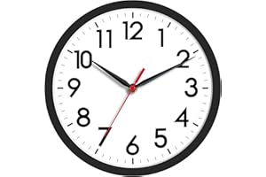 AKCISOT Wall Clock, Modern Small Wall Clocks Battery Operated 8 Inch, Silent Non-Ticking Analog Classic for Office, Home, Bathroom, Kitchen, Bedroom, School(Black)
