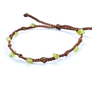Handmade Peridot Small Crystal Bracelet (6.5-7.5'') - Adjustable & Plus Size, Natural Healing Crystal Chips, Waterproof, Chakra Beaded - Unusual Jewelry for Women, Girl & Friendship from PusSoul
