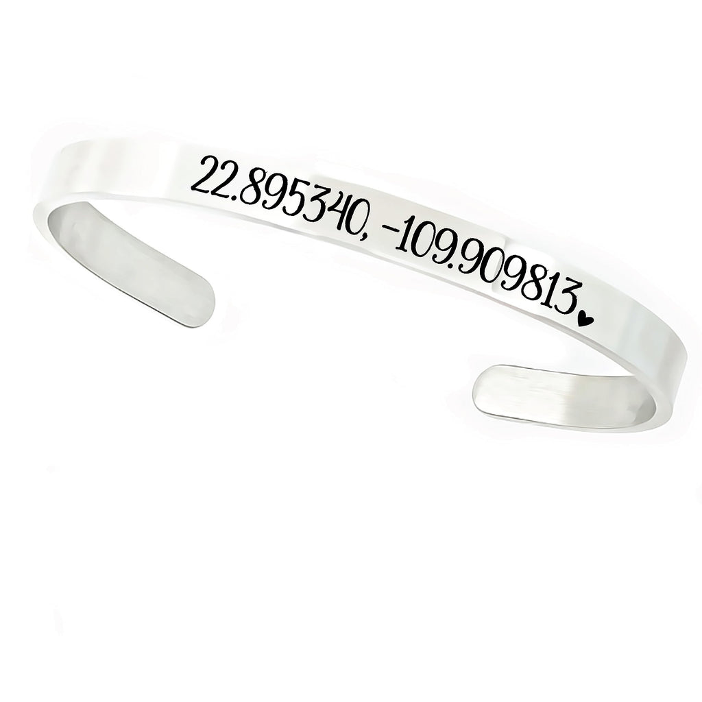 Coordinate Personalized Cuff Bracelet Love For Location Gift Personalized Gift Gift For Female Wedding Feminine Gift Metal Bracelet Remember COORDINATES-CUFF