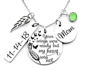 BrandedHeartJewelry Memorial necklace with butterflies, sympathy gift, memorial gift, your wings were ready