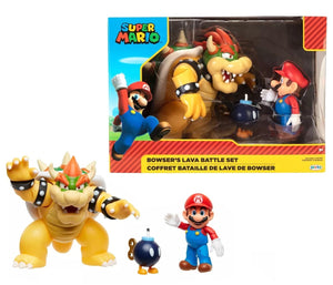 Super Mario World of Nintendo Bowser Vs Mario Diorama Set Includes Mario, Bowser, and Bob-Omb Action Figures