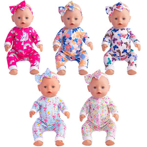 Baby Doll Accessories 5 Set Baby Doll Clothes and Headbands for 14-18 Inch Dolls, 10 PCs in Total